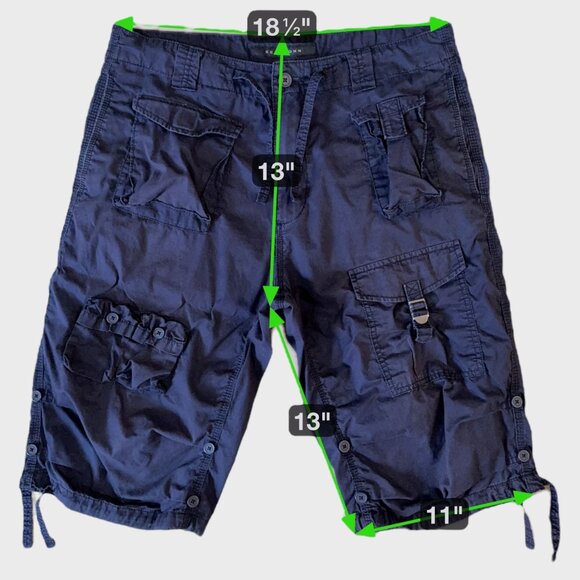 Y2K Sean John Classic Flight Cargo Shorts Blue Men's W34 Paratrooper Streetwear - Picture 9 of 9